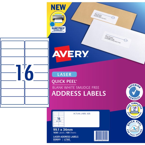 Avery Label L7162 99.1x33.9mm 100 Sheets | Paper Plus