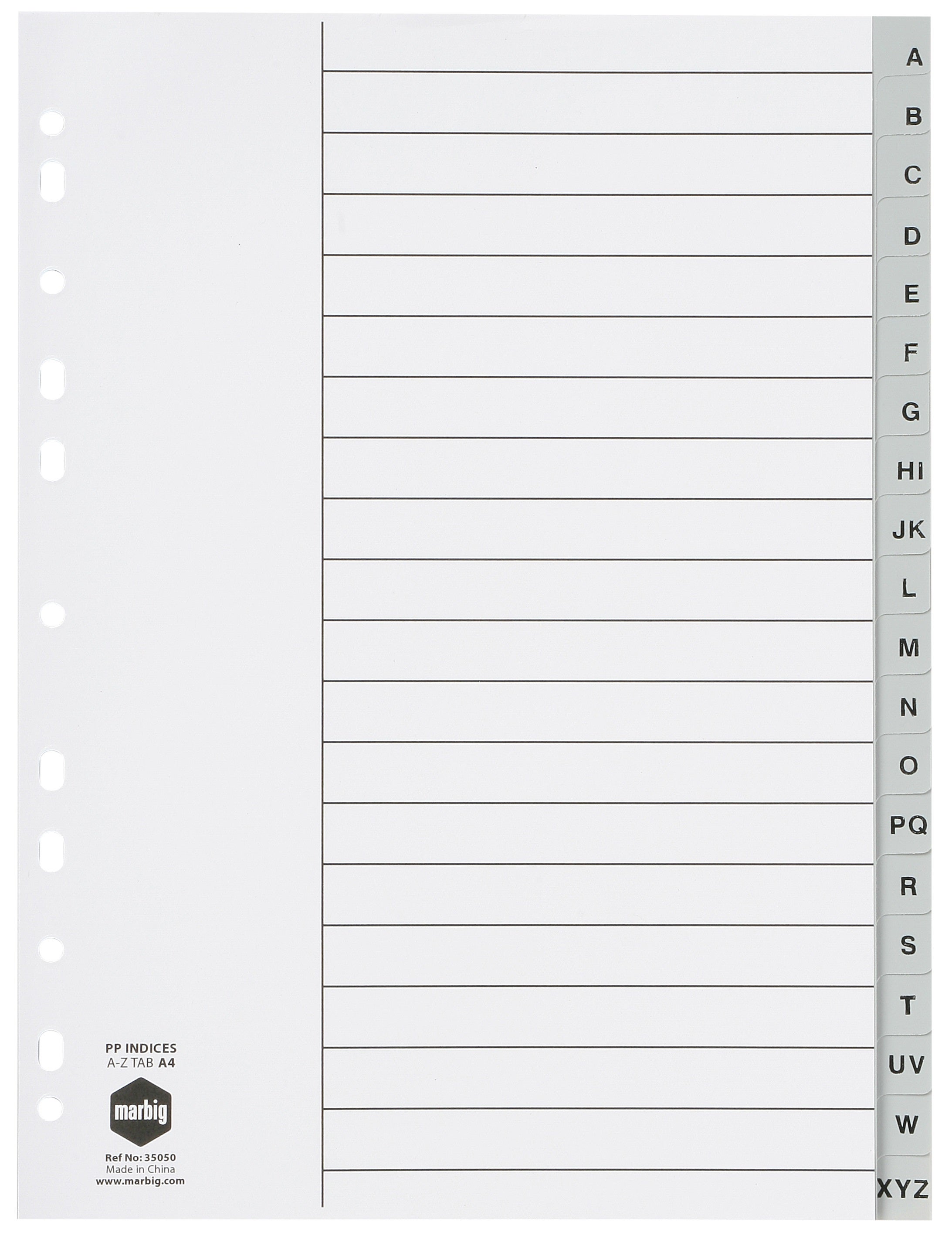 Indices Marbig Polypropylene Divider A4 A Z 20 Tab Grey Paper Plus