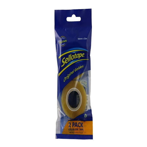Sellotape Tape Cellulose 18mmx33m Pack 2 -
