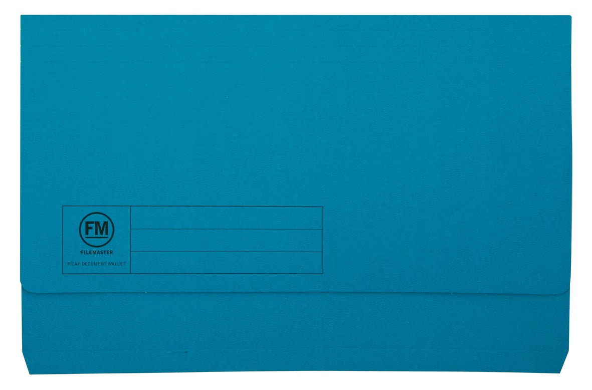 Filemaster Document Wallet Foolscap Card - Blue | Paper Plus