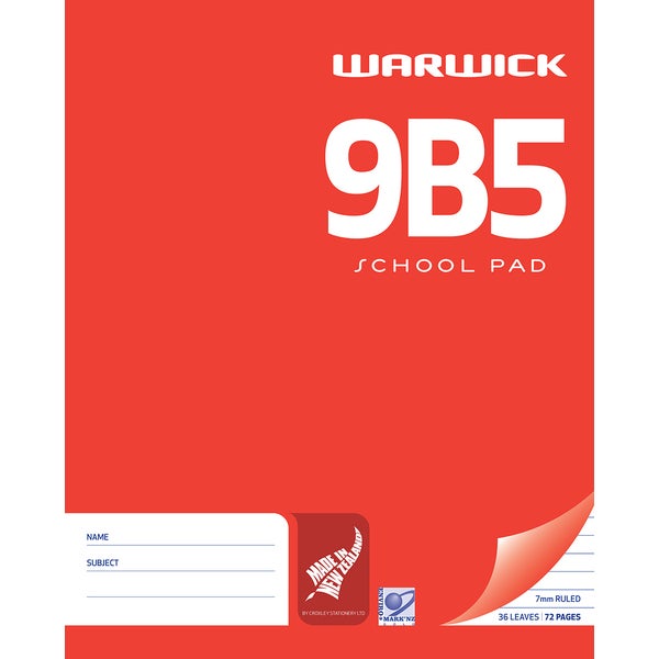 Warwick Pad 9B5 School 36 Leaf Ruled 7mm 255x205mm -