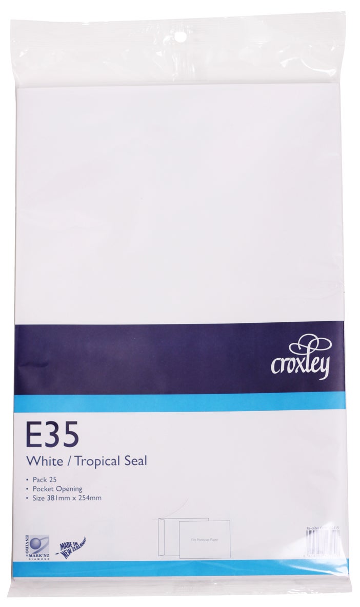 ENVELOPES Croxley Envelopes E35 Tropical Seal Non Window White Pack