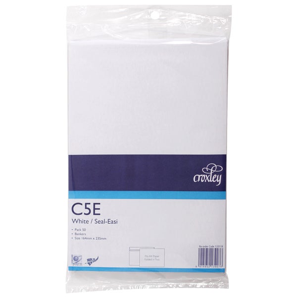Croxley Envelopes C5E Seal Easi Non Window White Pack 50 -