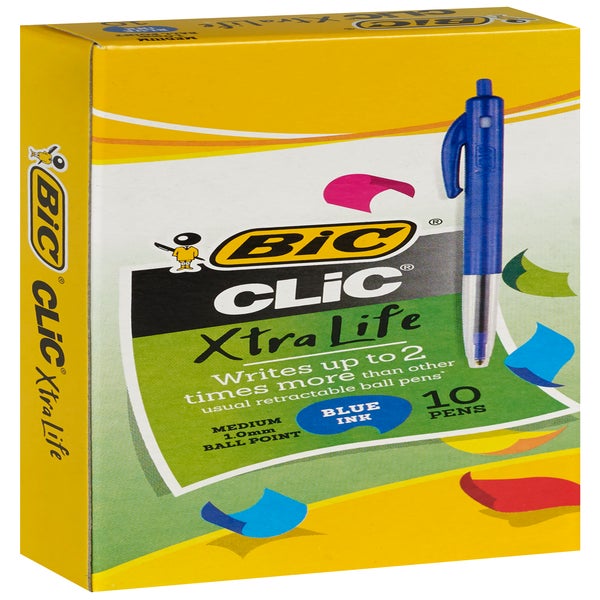 Bic Ballpoint Pen Medium Clic Blue Box 10 -