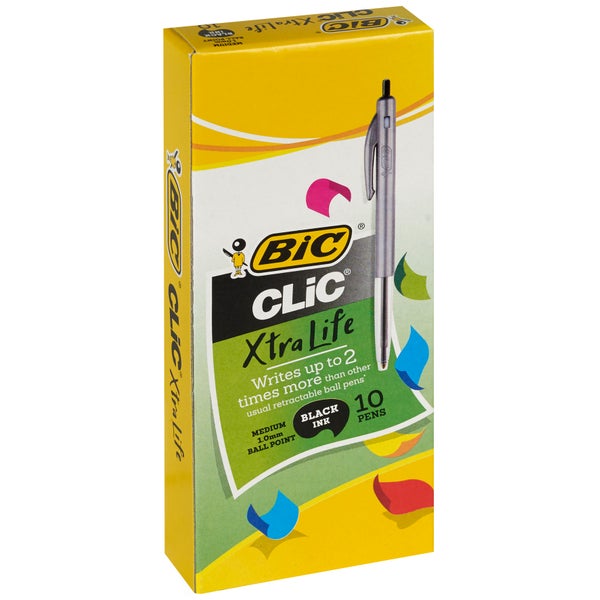 Bic Ballpoint Pen Medium Clic Black Box 10 -