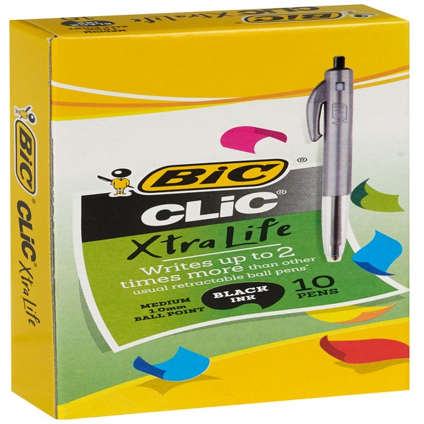 bic ballpoint pen medium clic black box 10