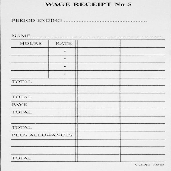 Brenex Wage Receipt Pad No.5 50 Pages -