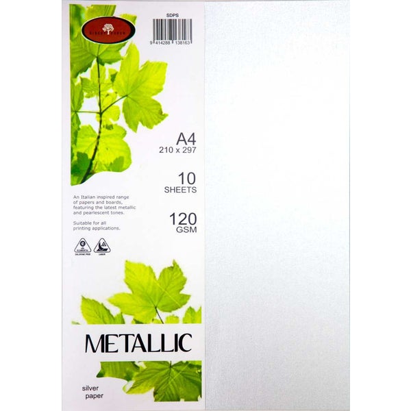 Metallic Paper A4 120gsm Silver Pack 10 | Paper Plus