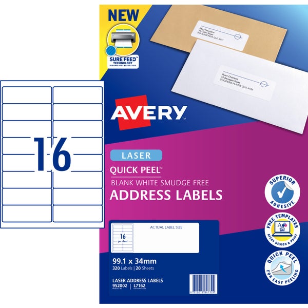 Avery Label L7162 Quick Peel Address Labels 20 Sheets | Paper Plus