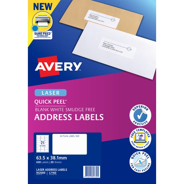 Avery Label L7160 Address Labels 20 Sheets | Paper Plus