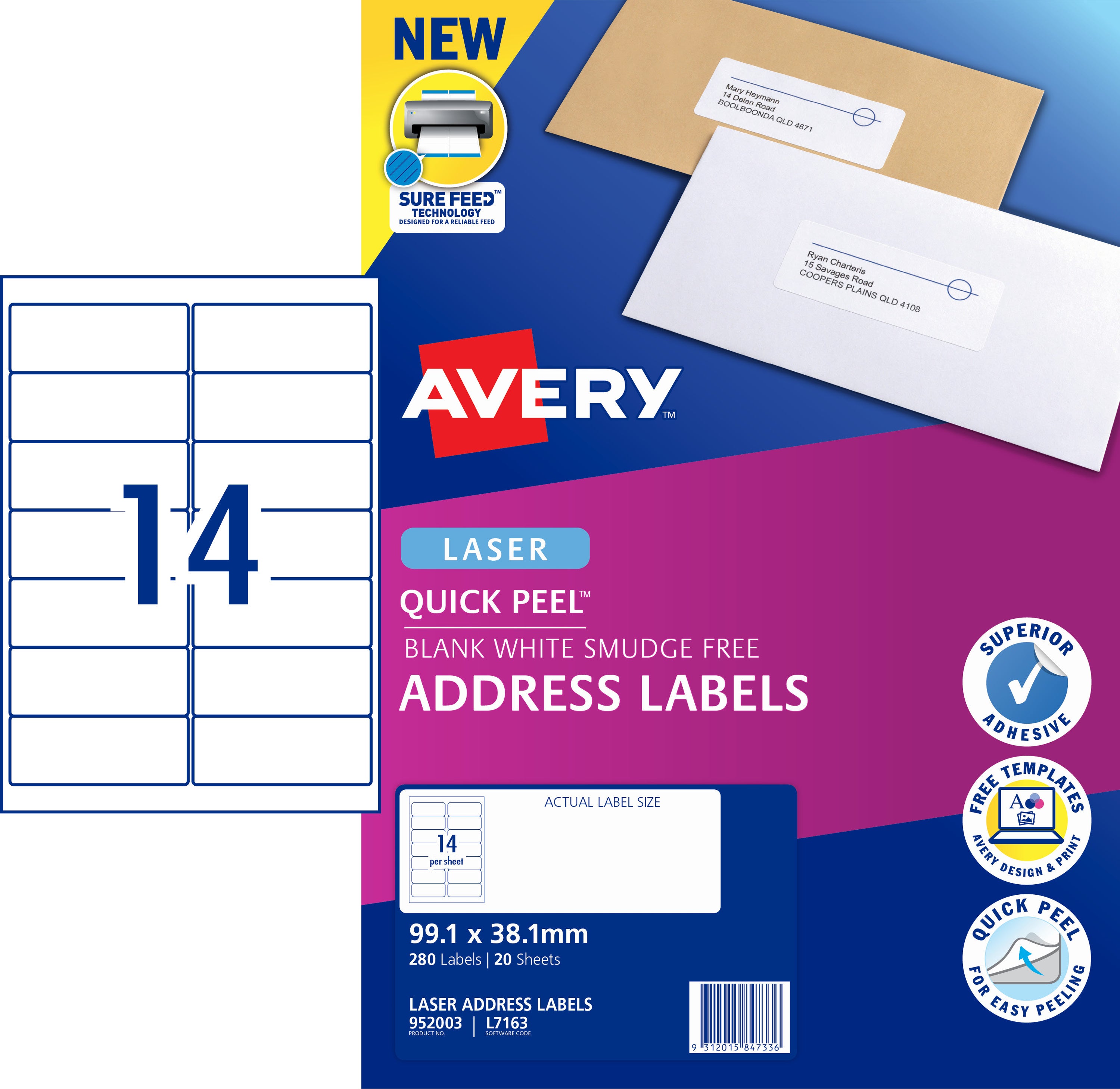 AVERY L6035-20 YELLOW LASER LABELS 24 PER SHEET GENUINE BRANDED-BRAND NEW Â© 