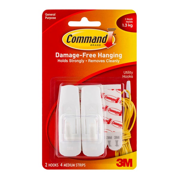 Command Hooks Medium White 17001 2 Pack Paper Plus - Stick On Wall Hooks Kmart