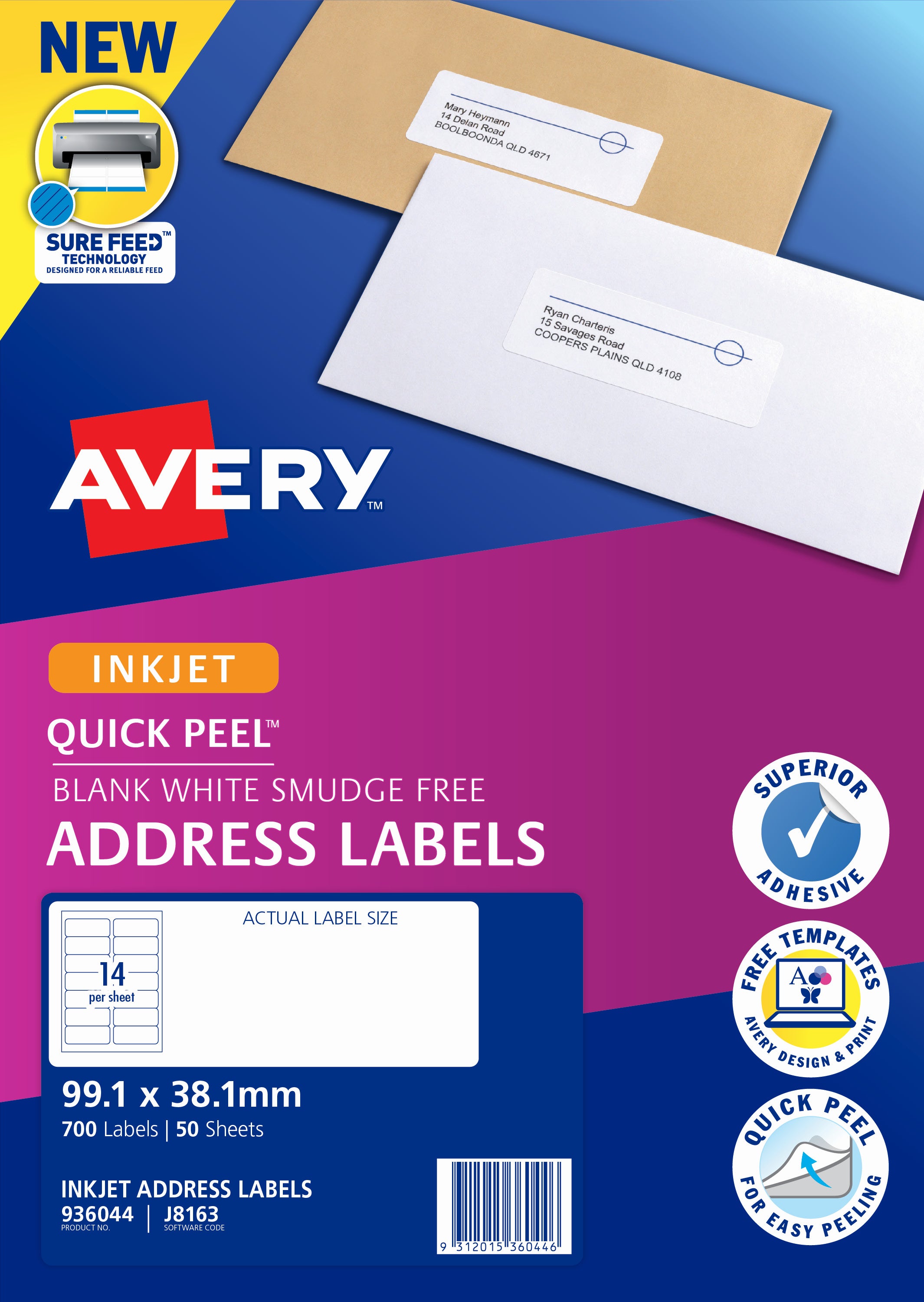 Avery Label J8163 Inkjet 50 Sheets | Paper Plus