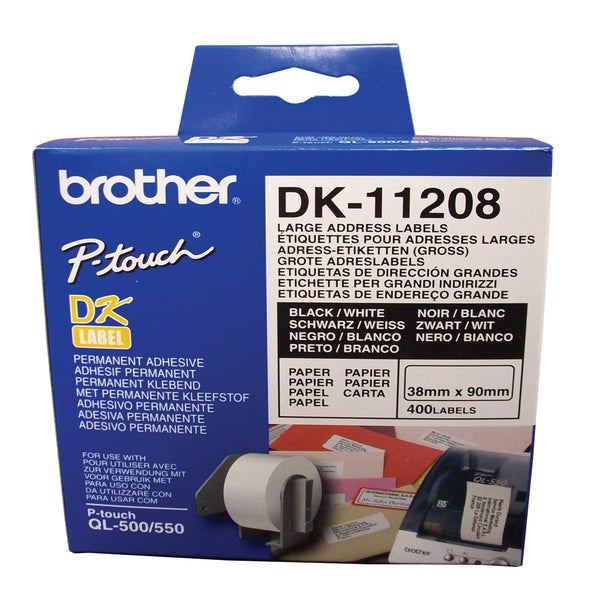 Brother DK Label Large Address DK11208 38mmx90m Roll 400 | Paper Plus