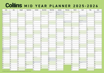Collins Wall Planner Mid Year A2 2025/2026