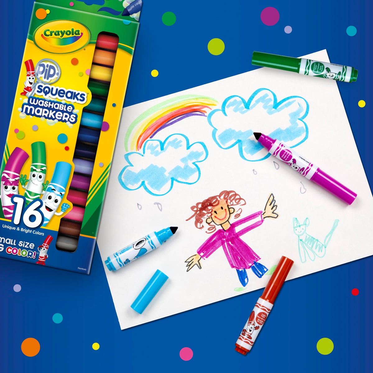 Feutres école Maternelle Feutres Lavables Crayola Pip Squeaks - 16 Couleurs Pointe Tampon - À Partir De 3 Ans - École Loisirs Pip-squeaks 64 Color List