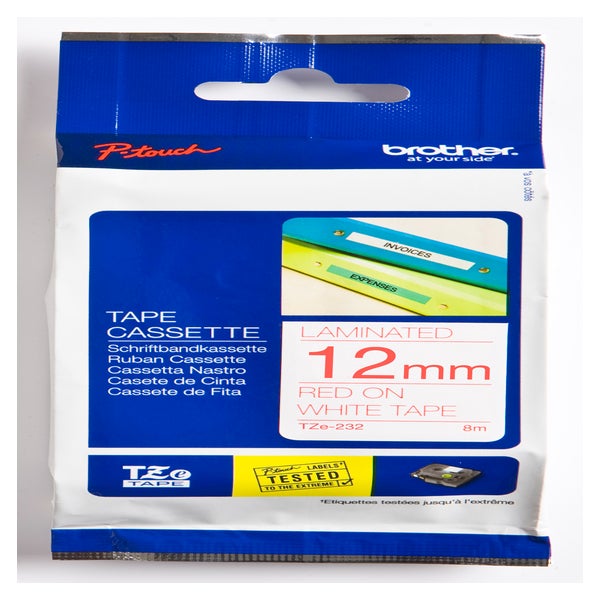 Brother P-Touch Tape TZE232 12mm Red on White -