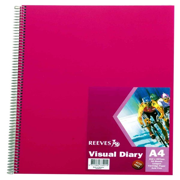 Reeves Visual Diary A4 110gsm 60 Sheet Pink -