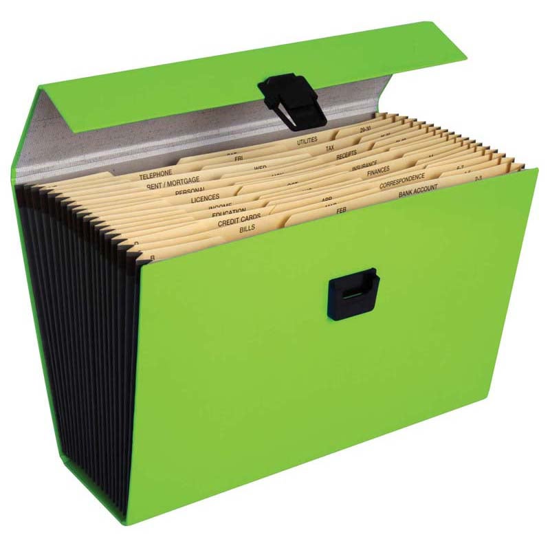 Filemaster Vivid 19 Pocket Expanding File - Lime Green | Paper Plus