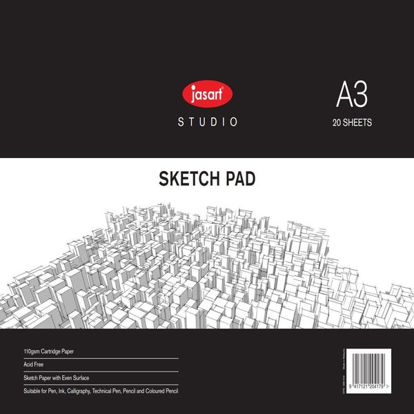 Jasart A3 Sketch Pad Gummed, 20 Sheets -
