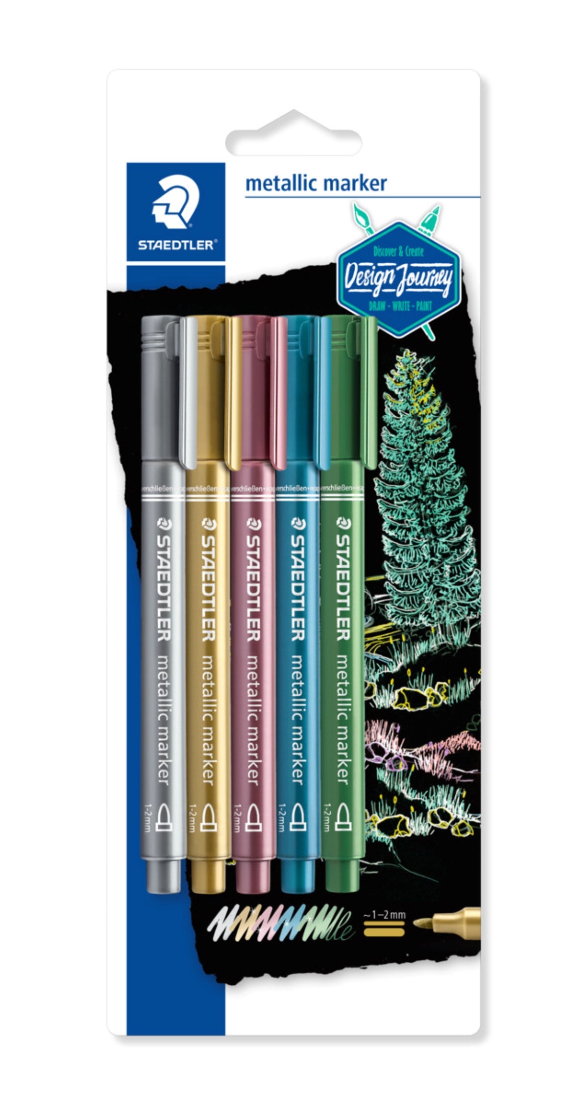 Staedtler Design Journey Metallic Fibre-Tip Markers, 8323, Pack