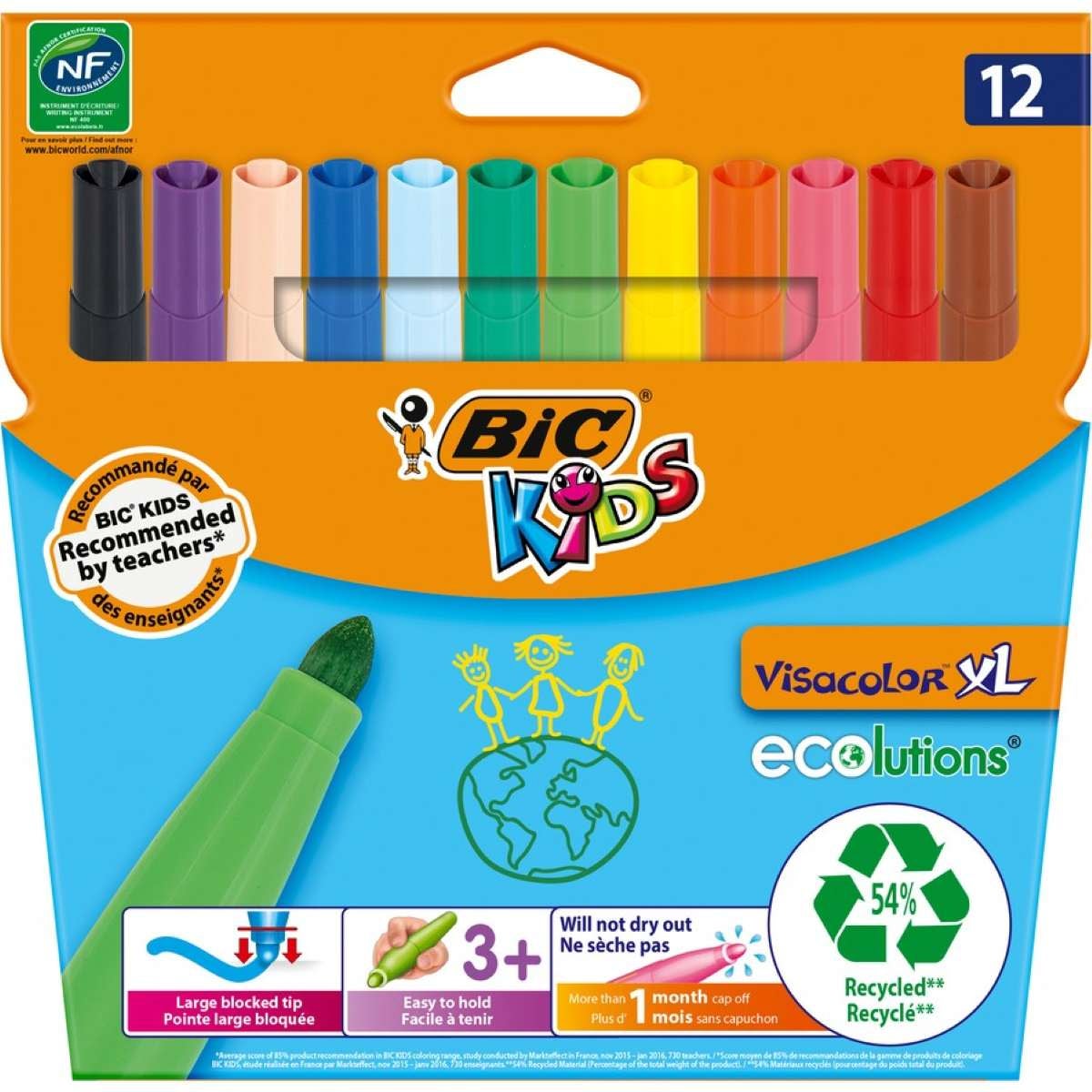 Bic Kids Visacolour XL Felt Tip Pens 12pk | Paper Plus