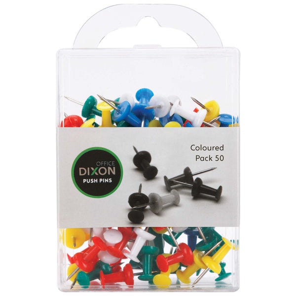 Pushpin Pack Dixon Push Pins Pack 50 Assorted Colour | Paper Plus