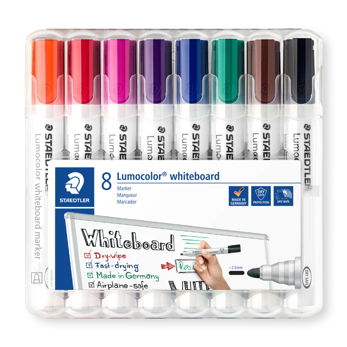 Staedtler Lumocolor Whiteboard Marker Bullet Assorted Wallet of 8