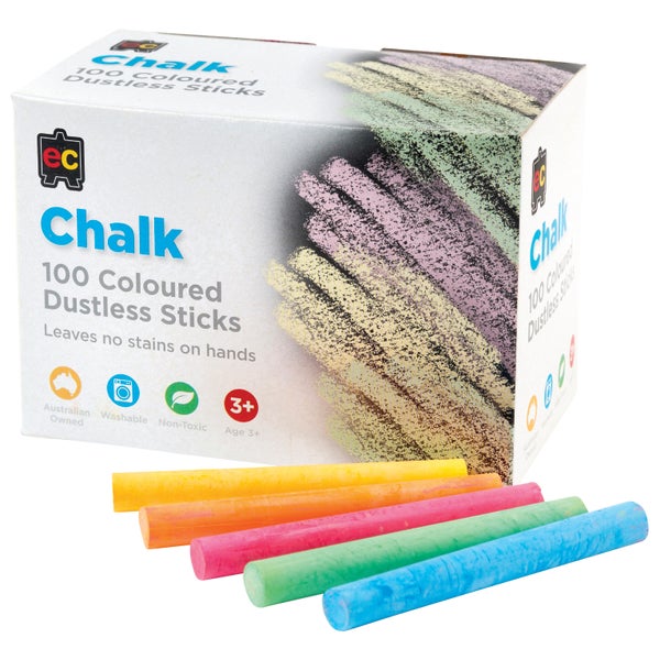 EC Dustless Chalk Coloured Box 100 -