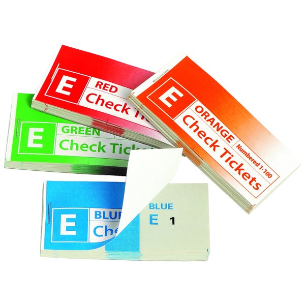 Marbig Check Tickets 100 Sheets Assorted, Pack of 4 -