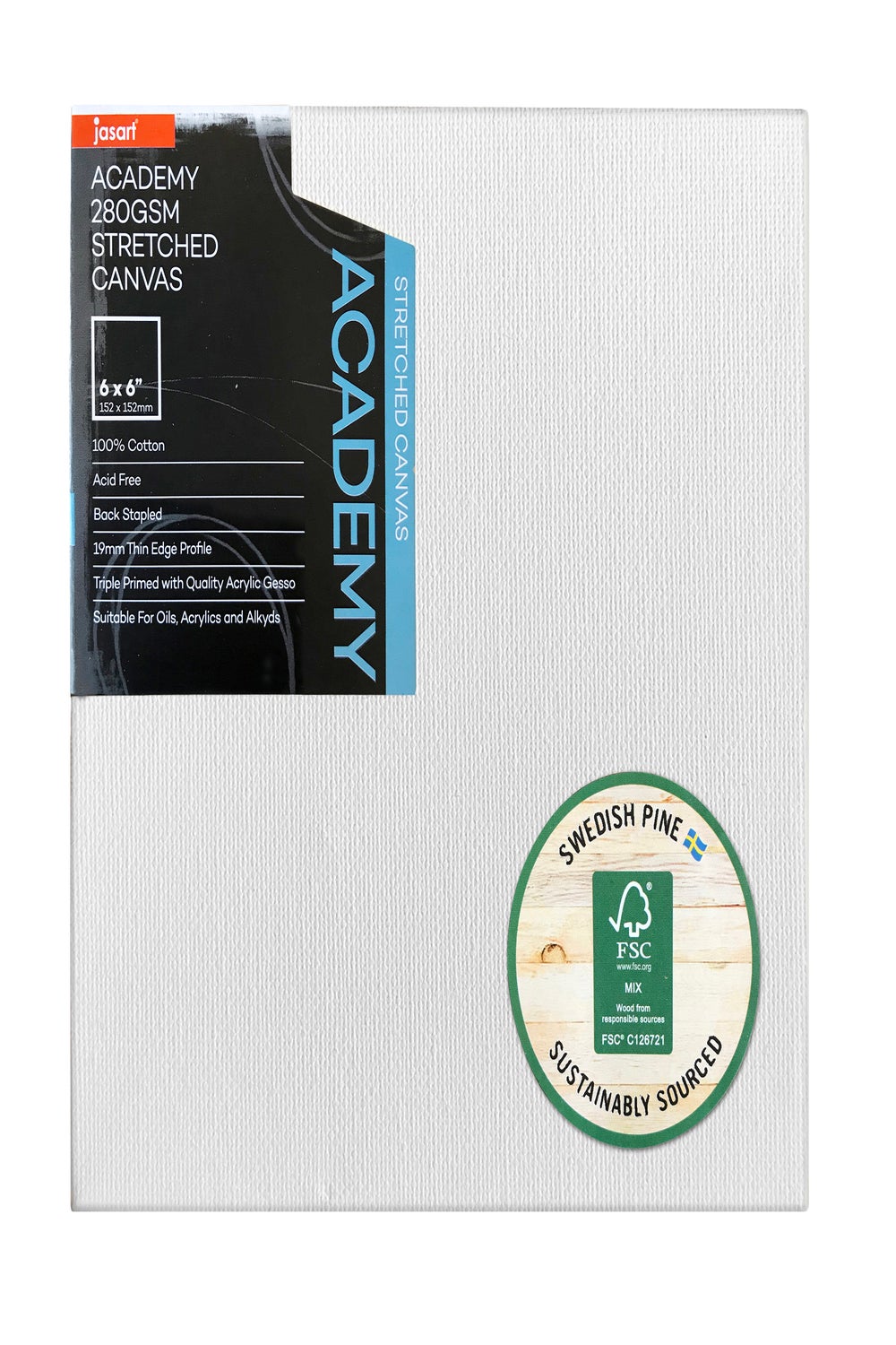 Jasart Academy Stretched Canvas 3/4" Thin Edge 6x6