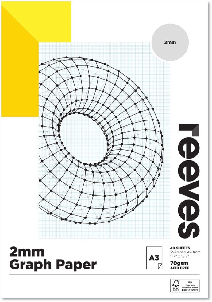 Reeves 2mm Graph A3 Paper Pad Paper Plus