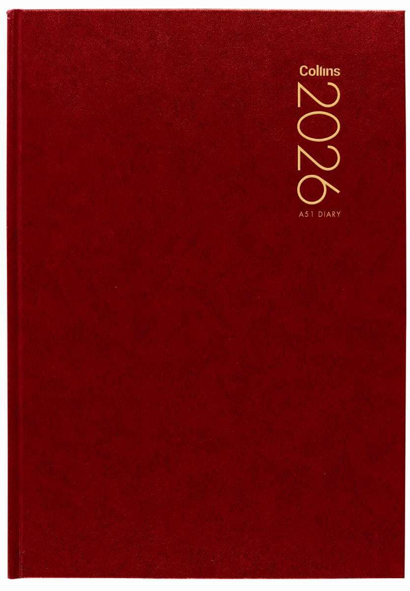 Collins 2026 Appointment Diary - A4 Day To Page, 15-Minute Slots, Burgundy Hardcover (140.P78-26)