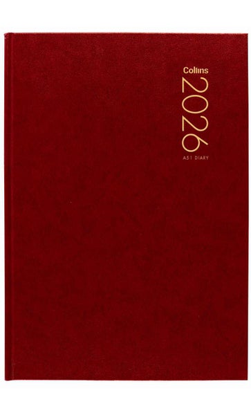 Collins 2026 Appointment Diary - A4 Day To Page, 15-Minute Slots, Burgundy Hardcover (140.P78-26)