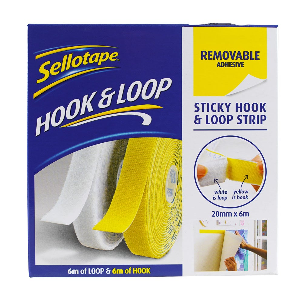 Sellotape Sticky Hook & Boucle Bandes 450 mm x 20 mm 