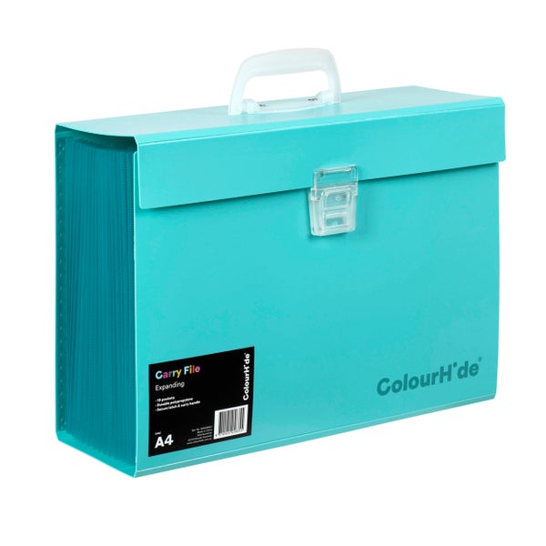 Colourhide Expanding File PP Carry File Aqua -