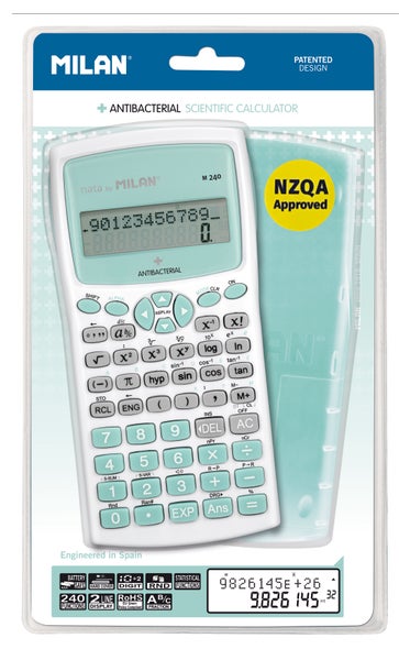 Milan M240 Antibacterial Scientific Calculator Turquoise Paper Plus