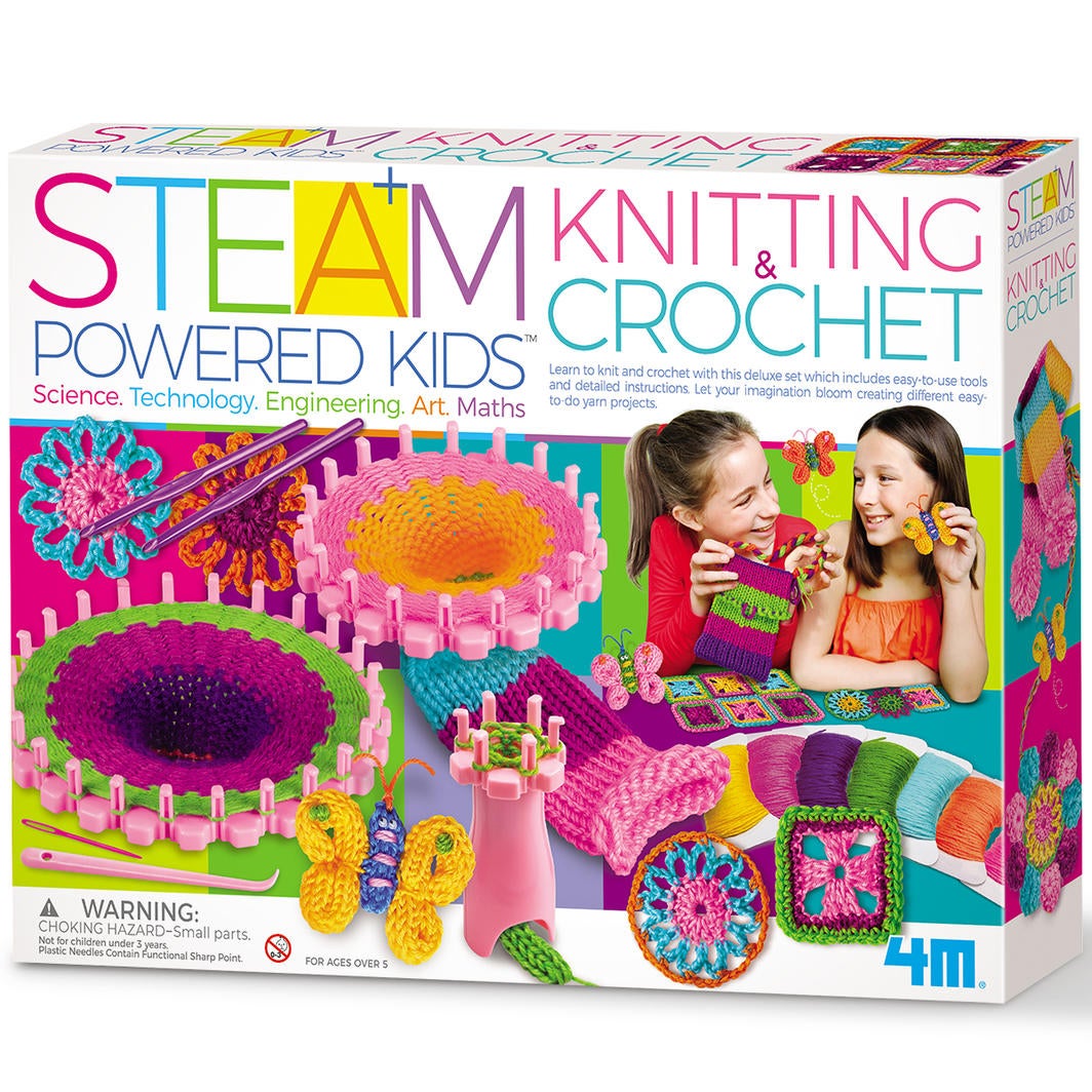 4M Steam Powered Kids Knitting & Crochet Paper Plus