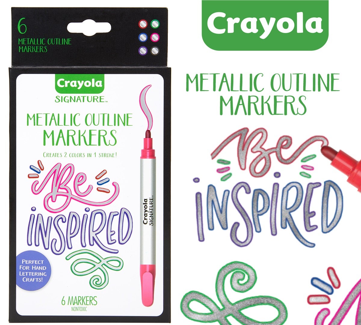 Crayola Signature 6pk Metallic Outline Paint Markers Paper Plus
