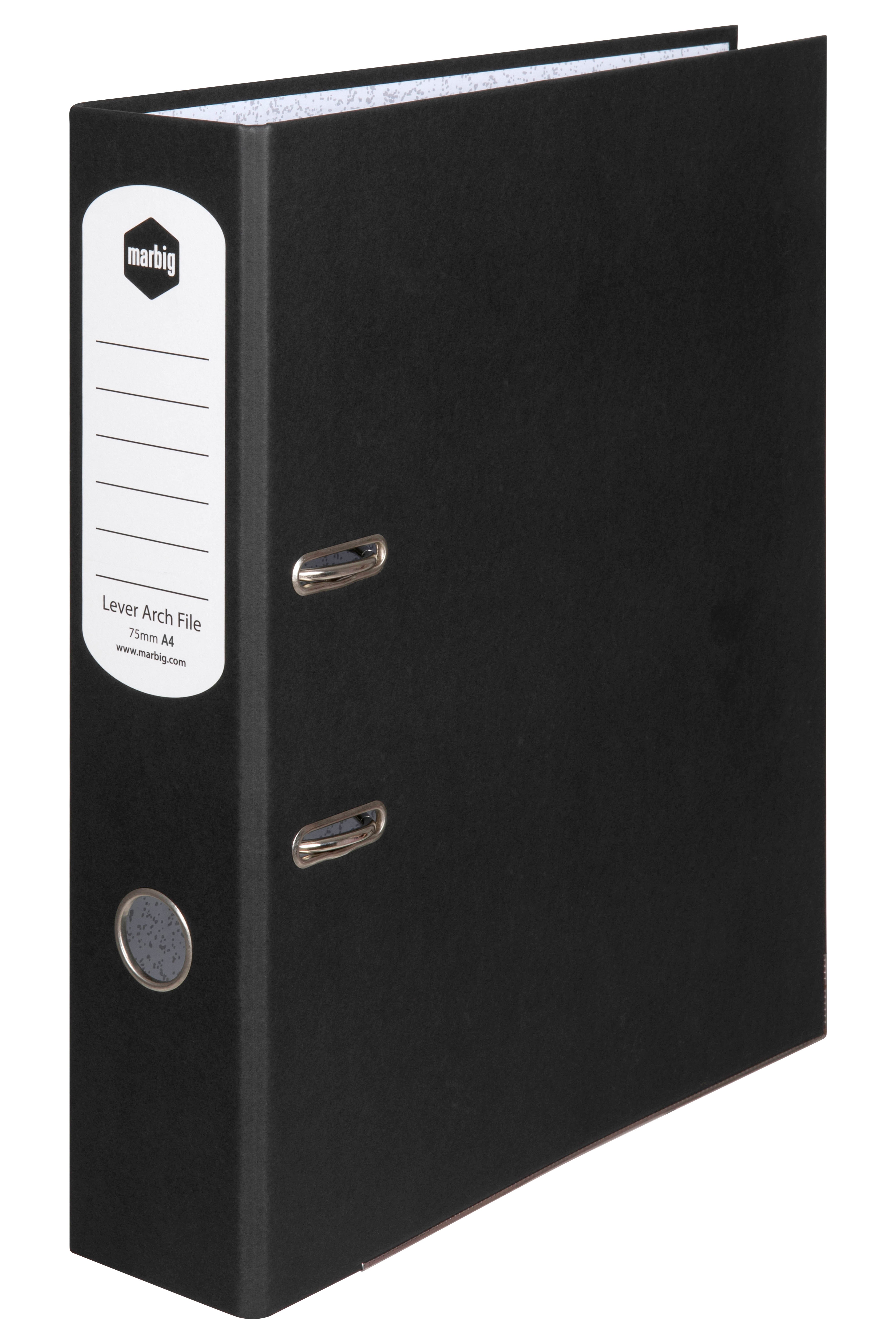 Marbig Lever Arch File Paper Spine A4 Black Paper Plus