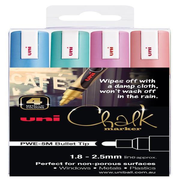Uni Chalk Marker PWE-5M Medium, 2.5 mm 4 Set