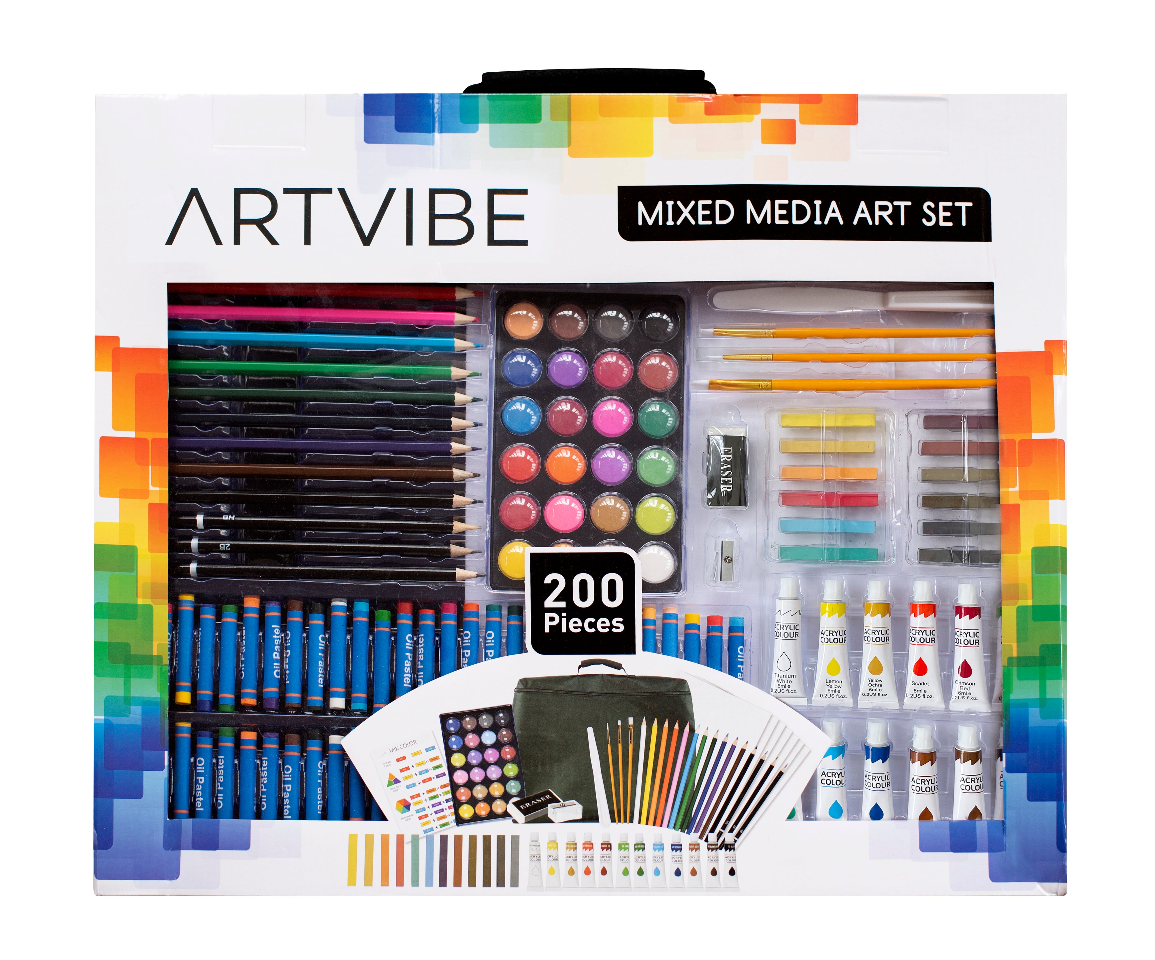Art Vibe Mixed Media Art Set 200 Pieces Paper Plus