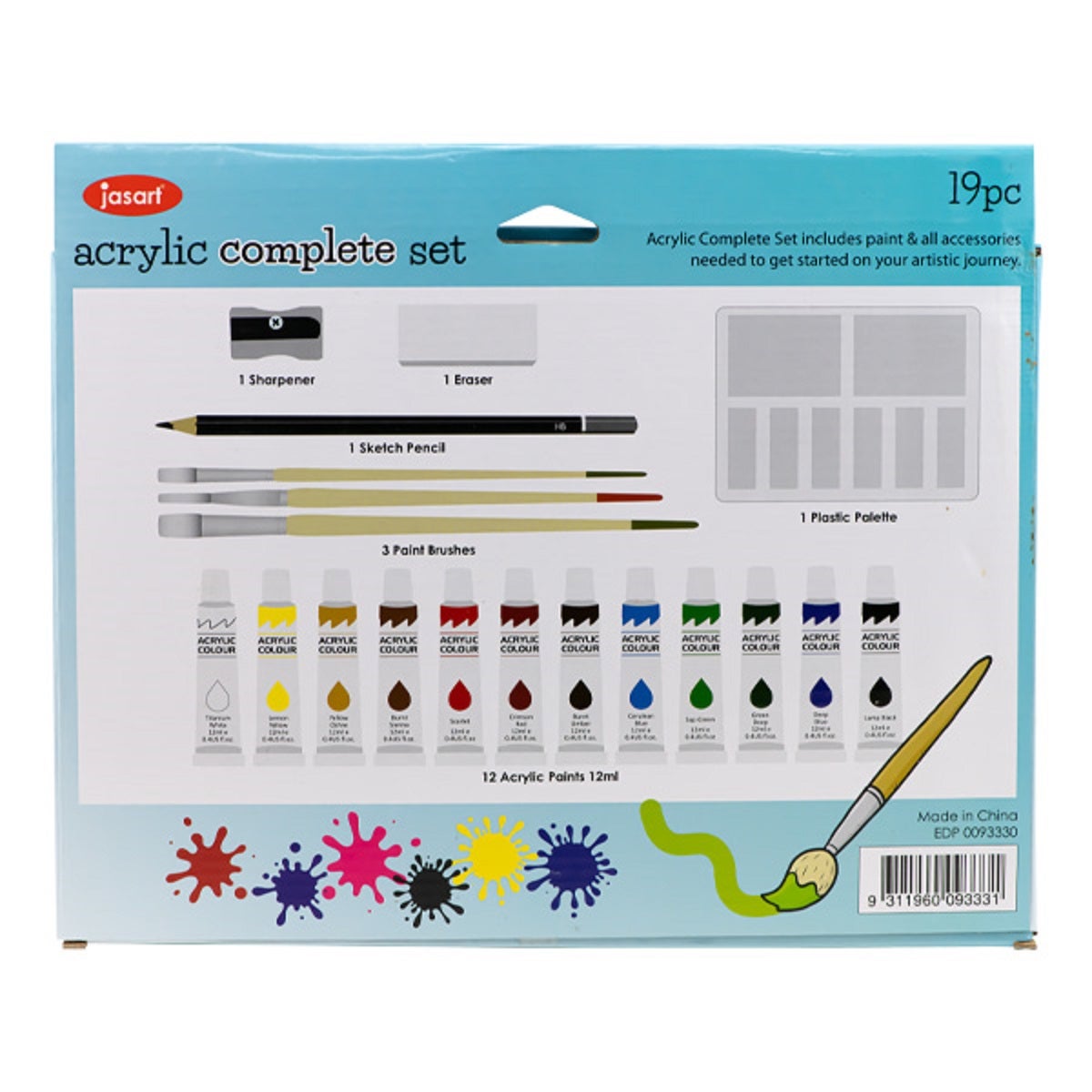 Jasart Kids Acrylic Complete Art Set 19PC Paper Plus
