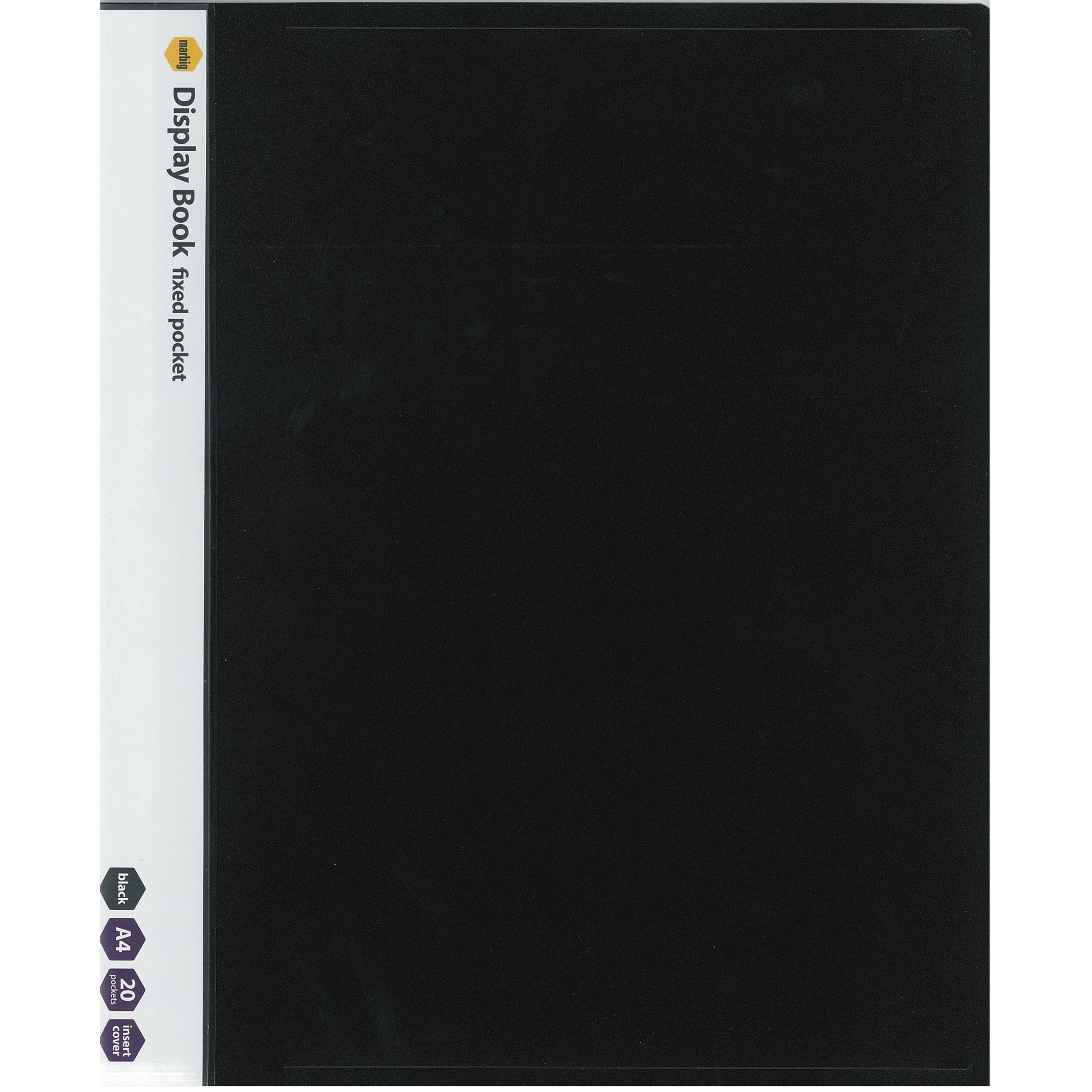 Marbig NonRefillable Display Book 20 Pocket Black Paper Plus