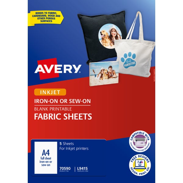 Avery Printable Fabric Sheets A4 5 Sheets Paper Plus
