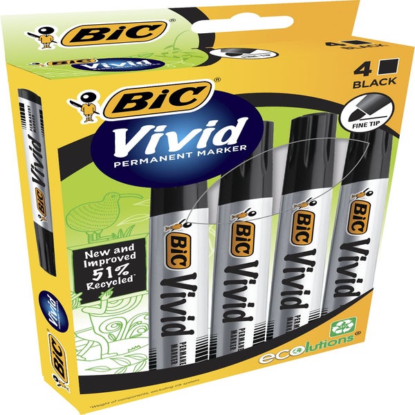 BIC Permanent Marker Pen 2300 (THICK) BLACK / BLUE / RED