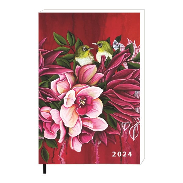 2024 Anita Madhav A5 WTV Casebound Diary - Red Floral | Paper Plus