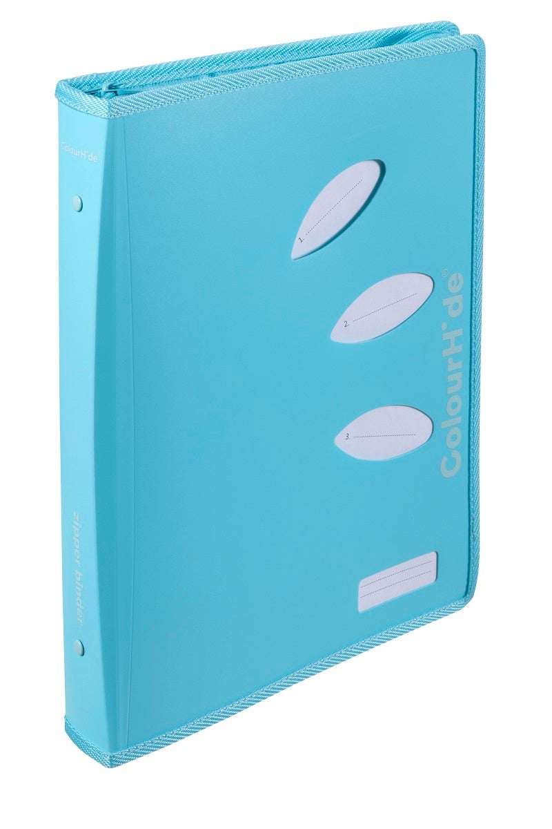 Colourhide Zipper Binder Sky Blue Paper Plus