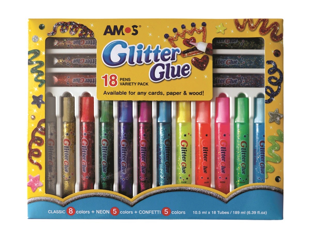 Amos Glitter Glue 10.5ml, 18 Pack Paper Plus