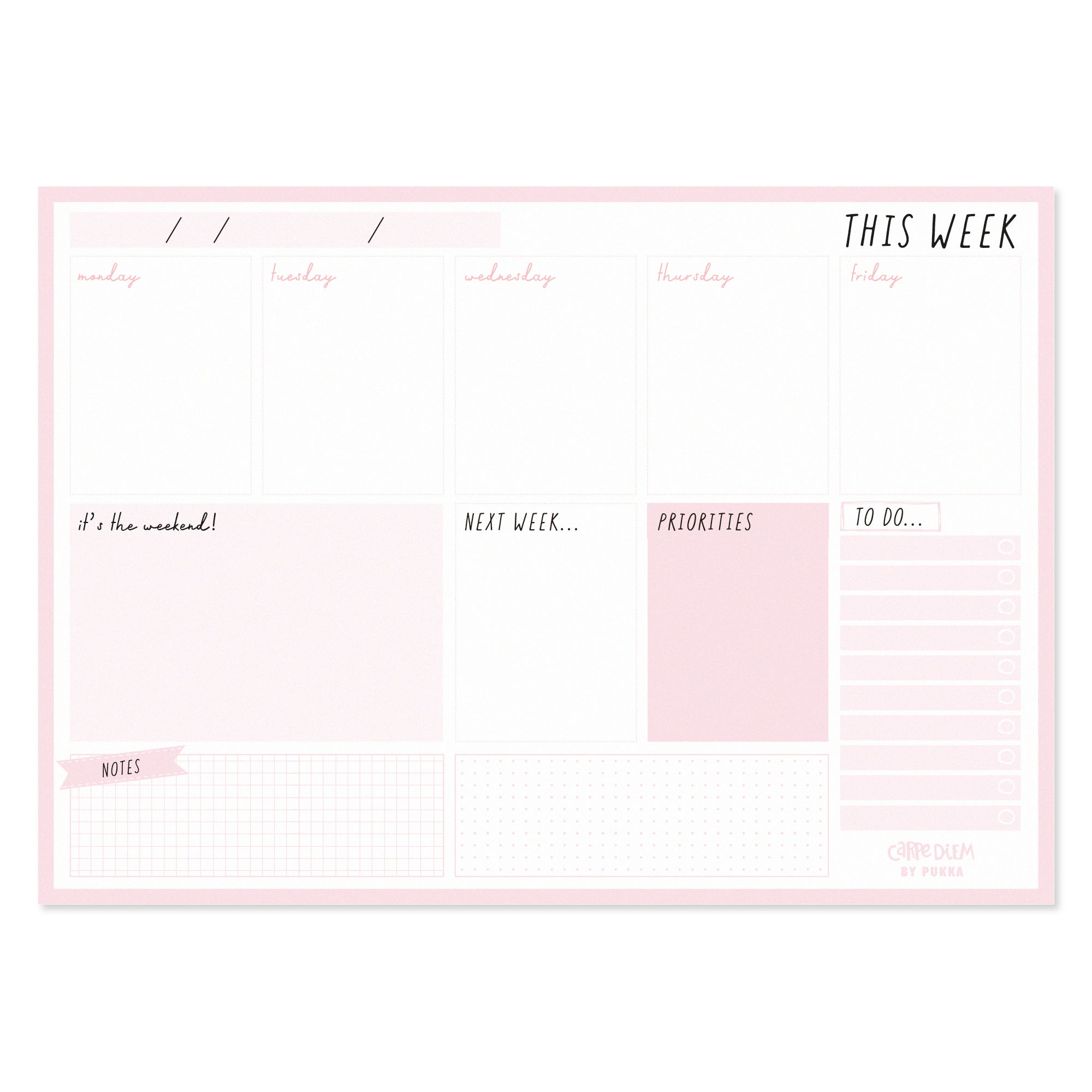 Pukka Carpe Diem Weekly Planner Pad Ballerina Pink Paper Plus